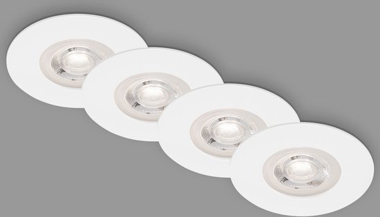 Briloner - Set van 4 plafondinbouwspots LED, ultravlakke inbouwspots, badkamer inbouwspots, badkamer inbouwspots IP44, wit mat, 90x25 mm (DxH)