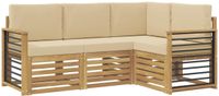 vidaXL - Buiten - bank - set - 4 - st - Wit - en - Beige - Polyester