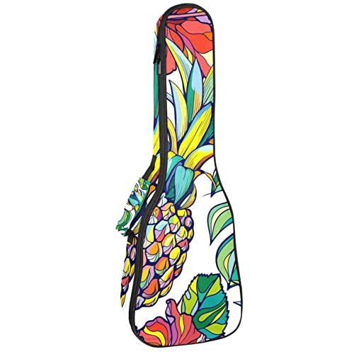 Mersov Tenor Ukulele Gigbag Waterdichte Ukelele Case Gewatteerde Rugzak, Geweldig voor Sopraan Concert (21/23/24") Handgetekende Kleurrijke Ananas