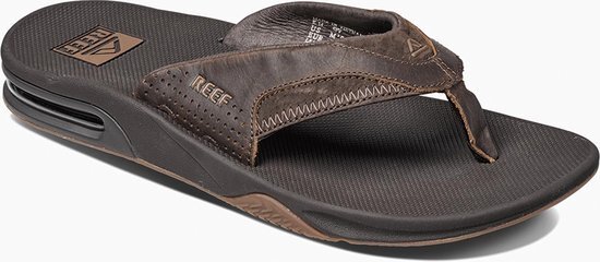 Ree, F. Leather Fanning Heren Slippers - Dark Brown - Maat 44