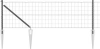 vidaXL Euro-hek - met - grondpennen - 10 - x - 0,6 - m - PVC-Coated - Staal - Grijs - Mesh