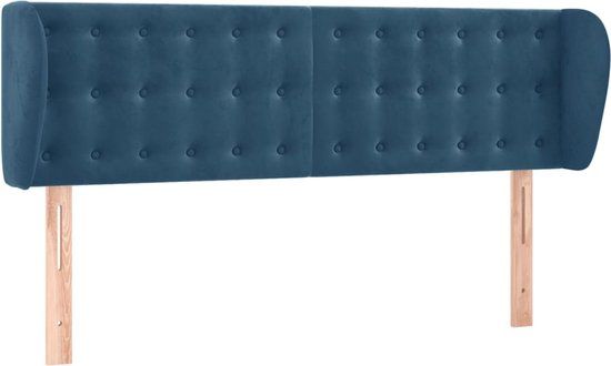 vidaXL Hoofdbord met randen 147x23x78/88 cm fluweel donkerblauw