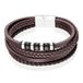 Mendes Jewelry Roestvrijstalen en Echt Lederen Heren Armband in Bruin-19cm