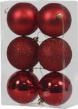 Rode kunststof kerstballen 8 cm - Glans/mat/glitter - Onbreekbare plastic kerstballen rood