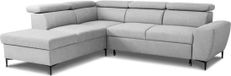 CASAPY Canapé d'angle réversible avec coffre de rangement - 5 places - KASIMIR - Tissu gris - 258 x 79/98 x 219 cm