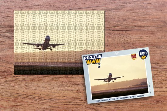 MuchoWow Puzzel Een vliegtuig dat net aan het opstijgen is - Legpuzzel - Puzzel 500 stukjes