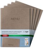 SIGEL SM211/5 menumap A5, rubberen band, beige met linnenstructuur, 5 stuks