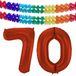 Folat Verjaardag Leeftijd folieballon - 70 jaar - rood - 86 cm - cijferballon groot - incl 2x feestslingers