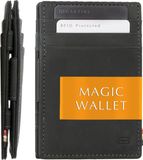 Garzini Portemonnee Heren, Leren Pasjeshouder RFID, Kaarthouder voor 10 Pasjes, Compacte Magic Wallet, Echt leer Portefeuille, Zwart