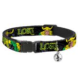 Kattenhalsband Buckle-Down Breakaway Loki Kattenhalsband, zwart, grijs, geel, groen, 20,3 cm tot 30,5 cm breed
