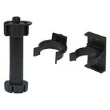 Amig - Set van 4 poten en 8 steunen voor keukenkasten - Model 9 - Ø47 x 135/160 x Ø16 mm - Met verstelmechanisme en plug - Voor keukenplinten - Zwart kunststof