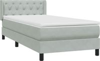 vidaXL Boxspring met matras fluweel lichtgrijs 80x220 cm