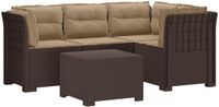 vidaXL - 4-Zitter - Tuin - Sofa - met - Kussens - Rattan - Look - PP - Bruin