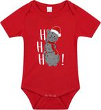 Bellatio Decorations Kerst baby rompertje - Rood - Sneeuwpop Kat - Hohoho - Kerst Cadeau - 80