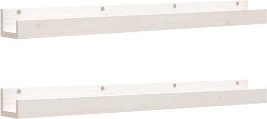 vidaXL Wandschappen - 2 stuks - 110x12x9 cm - Massief grenenhout - Wit