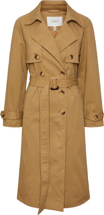 Y.A.S YASTERONIMO Trenchcoat Jas Dames - ZAND - XL - Lange Mouw - Katoen - Lente/Zomer 2024
