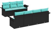 vidaXL Ensemble de canapé de jardin 8 pièces Noir et turquoise