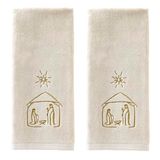 SKL Home Religieus/Kerstmis Geboorte Handdoek 2st Set voor Bad/Keuken & Gift, Natuurlijke