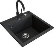 Bergström Gootsteen – 49 x 50 cm met zwarte fitting Zwart