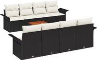 vidaXL Tuinbank Set 9-delig Zwart en Crème Poly Rattan