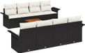 vidaXL Banc de jardin 9 pièces Noir et crème poly rotin