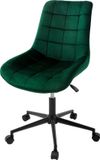 ML-Design Bureaustoel groen fluweel met metalen frame
