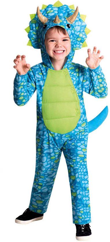Amscan Dino Junior Kinderkostuum - Blauw/Groen - Maat 6-8 Jaar - Unisex
