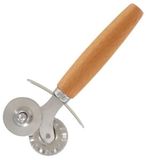 Fackelmann 40917 deegroller, roestvrijstalen ravioli-wiel voor ravioli, dubbele punt, roestvrij staal, hout, 16 cm