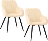 Merkloos Relaxdays Eetkamerstoel - Set van 2 - Fluweel - Beige