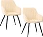 Merkloos Relaxdays Eetkamerstoel - Set van 2 - Fluweel - Beige