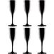 Santex Set van 6x champagneglazen/prosecco flutes zwart 150 ml onbreekbaar herbruikbaar kunststof