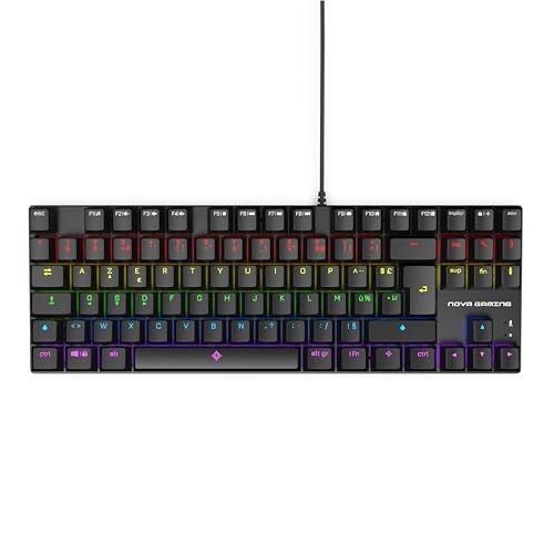 NOVA GAMING - SCULPTOR - Mechanisch gamingtoetsenbord TKL bedraad USB - Gamer-toetsenbord, RGB-achtergrondverlichting, 84 toetsen, waarvan 25 anti-ghosting, Frans AZERTY - compatibel met PC Gaming, Windows en Linux