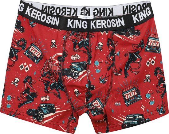 King Kerosin Rockabilly Devil Heren Boxers - rood - M