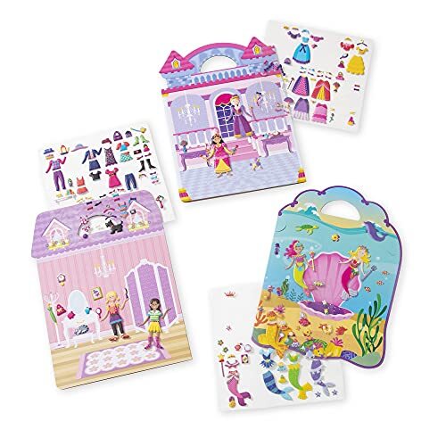 MELISSA & DOUG Bundel van 3 herbruikbare Puffy Stickers - Aankleden, Prinses en Zeemeermin | Activiteitenboeken | 3+ | Cadeau voor Jongen of Meisje