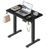 WOLTU Bureau électrique réglable en hauteur avec fonction mémoire et protection anti-collision, capacité de charge de 80 kg, bureau silencieux pour bureau à domicile, 80 x 48 cm, noir