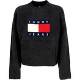 W Melange Vlag Sweater Zwarte Melange trui