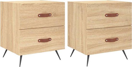 vidaXL Nachtkastjes - Set van 2 - Bewerkt Hout - Sonoma Eikenkleur - 40x35x47,5 cm
