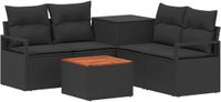 vidaXL Canapé Noir Poly rotin et Acier
