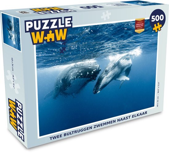 MuchoWow Puzzel Twee bultruggen zwemmen naast elkaar - Legpuzzel - Puzzel 500 stukjes