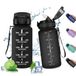 Sportdrinkfles, 500 ml, sportfles met rietje, motiverende tijdweergave, herbruikbaar, lekvrij, voor kinderen, sport, school, gym