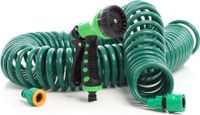 Wiltec - Tuyau d'arrosage en spirale - 15 m - Extensible - Buse multijets 7 modes