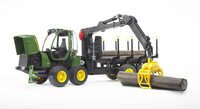 Bruder John Deere 1210E Tractor met Boomstamgrijper - Groen