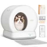 MeoWant Zelfreinigend kattentoilet, automatisch kattentoilet, anti-knikken, gesloten kattenbak voor grote en meerdere katten, app-bediening, robotstrooisel, geurloos, met mat