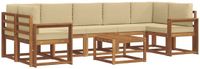vidaXL - Hoek loungeset - Acacia hout - Natuurlijk en beige