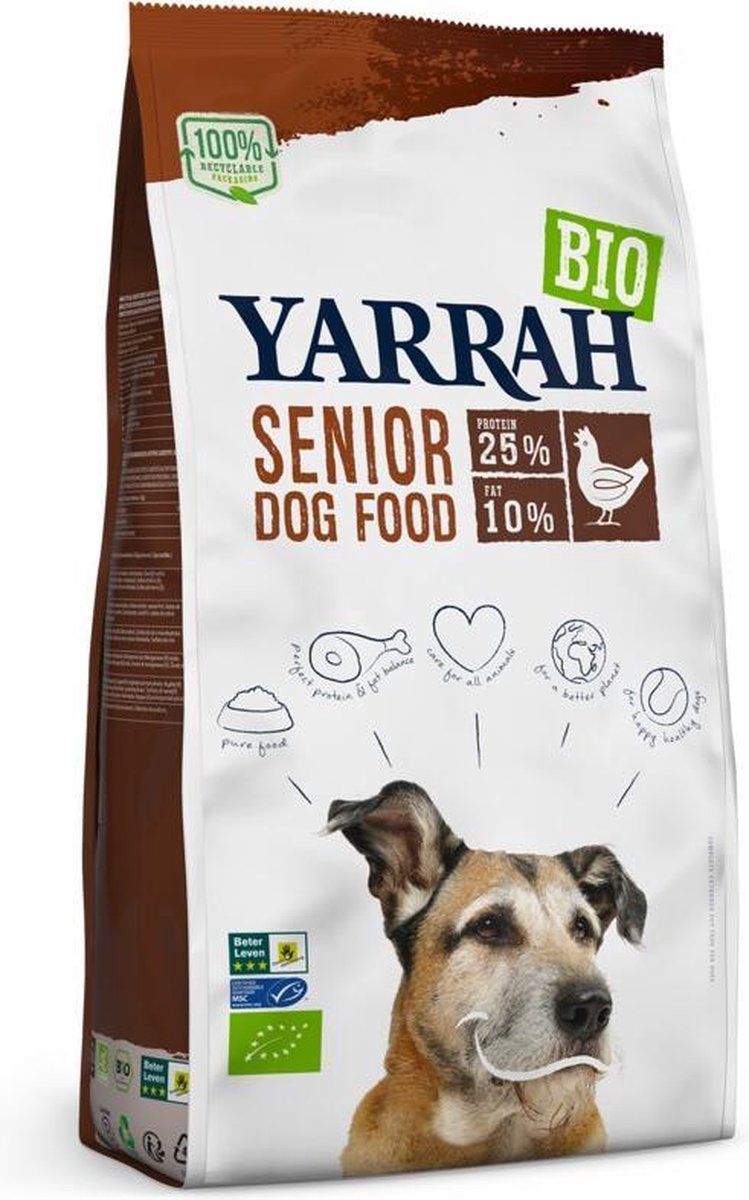 Yarrah Bio Hondenvoer Senior Kip 2 kg - 4 stuks