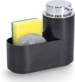 Zeller Zeeppompje set met keuken organizer - 3 delig - zwart - kunststof