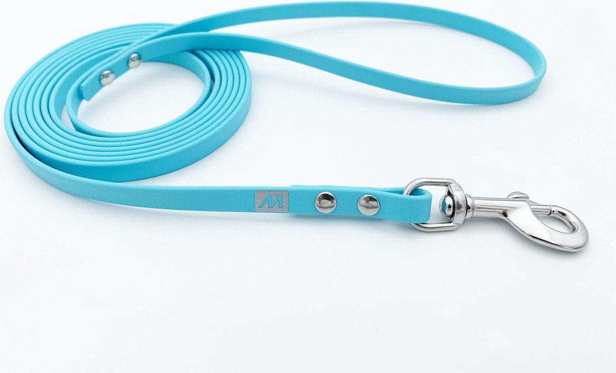 BIOTHANE Miqdi hondenriem - licht blauw - 9 mm breed - 10 meter - zonder handvat