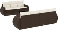 vidaXL 8-delige Loungeset met kussens polyrattan bruin
