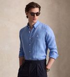 Polo Ralph Lauren Chemise en lin coupe personnalisée bleu (M)