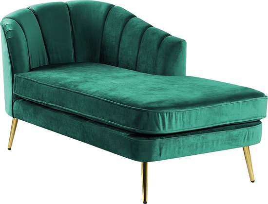 Beliani ALLIER - Chaise longue - groen - fluweel